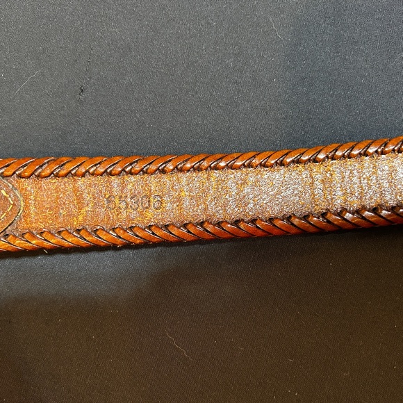 Vintage 1991 Brown Leather Belt with Silver Buckle - Picture 6 of 6